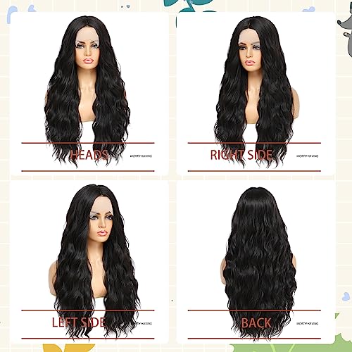 Synthetic Lace Front Wig 26 Inch, Long Black Wig for Women