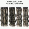 ALXNAN 20-Inch Black Mix Blonde Long Wavy Clip-in Hair Extensions - Natural Soft Synthetic Hairpieces for Women
