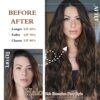 Upgrade Your Look with Halo Hair Extensions – 20 Inch Chestnut Brown with Blonde Highlights, Invisible Wire Hair Extensions for Quick, Natural Wavy Styles