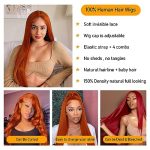 Ginger Orange Lace Front Wigs - 24 Inch Colored Straight Human Hair Wig, Pre-Plucked and HD Frontal for a Natural Look