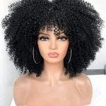 14-inch Afro Kinky Curly Wig with Bangs - No Glue