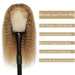 Radiant Waves: 26 Inch Honey Blonde Deep Wave Lace Front Wig - Embrace Vibrant Glamour with Brazilian Virgin Hair