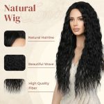 Black Curly Wig - 28" Long Middle Part Wig for Women WIG004, Ideal for Halloween, Cosplay, and Daily Glamour - Black