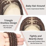 Get the Best of Both Worlds with 36" HD Full Lace Braided Wigs: Boho Curly Ends and Knotless Box Braids in Ombre Brown
