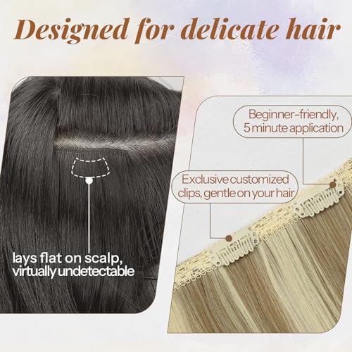 KooKaStyle Premium 20-Inch Clip-In Hair Extensions for Effortless 90s Blowout Styles - Dirty Blonde Mixed Bleach Blonde Upgrade