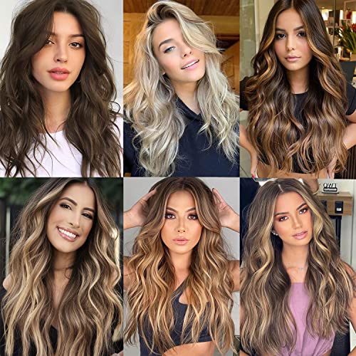 Hair Game with 4Pcs Clip-In Hair Extensions - Effortless Volume and Length in Chocolate Brown Mixed Honey Blonde