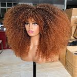 Embrace Trendsetting Glamour with 17-Inch Ombre Brown Afro Wig - Perfect for All Occasions