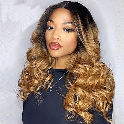 YiweYowe Honey Blonde Ombre Body Wave Lace Closure Wig - Effortless Elegance for Every Occasion