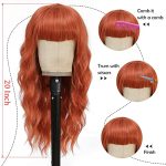 X-TRESS Ginger Wigs: 22-Inch Synthetic Natural Curly Bang Orange Wig for Black Women - Unleash Your Unique Charm