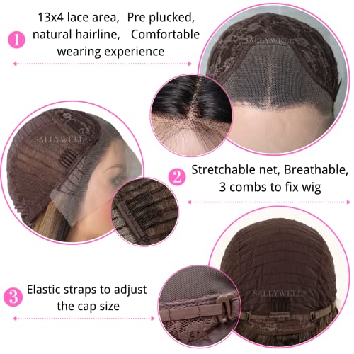 SALLYWELL Ombre Brown Lace Front Wigs - Elevate Your Style with Premium Synthetic Elegance