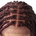 Full Soft Lace Front Box Braided Cornrow Wig - Synthetic Hand Braided Ombre Dark Brown Wig for Women