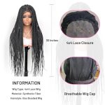 SUPERNOVA Glueless Box Braided Wig - Long Synthetic 4x4 Lace Front Braided Wig with Baby Hair (Natural Black)