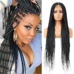 Humistwbiu Double Lace Front Box Braid Wig - Japan-made 36 Inch Knotless Braided Wig with Baby Hair (Color 1B)