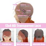 Ginger Orange Bob Wig Human Hair 13x4 Frontal Lace Wig Human Hair Bob Wigs for Black Women Glueless Wigs Human Hair Pre Plucked 150% Density Straight Short Human Hair Brazilian Virgin Hair (10inch)
