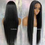Ravishing Noir Elegance: 30-Inch Long Straight Black Lace Front Wig for Confident Transformations