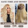 NAYOO Clip in Hair Extensions - Transform Your Look with 20 Inch Long Wavy Curly Blonde Mix Bleach Blonde Hairpieces, 6PCS for Instant Volume