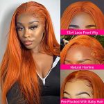 28-inch Ginger Orange HD Lace Front Human Hair Wig - Pre Plucked, Glueless, and Stylishly Versatile for Black Women