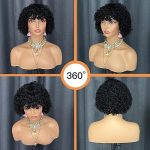 Short Water Wave Curly Wigs With Bangs - 100% Brazilian Human Hair, Confidence in Every Curl