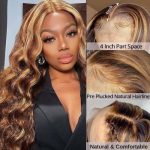 Honey Blonde Highlight Ombre Lace Front Wig - 24 Inches of Glamour and Versatility