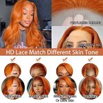 PLUS Ginger Orange Lace Front Wigs - Human Hair Body Wave 13x4