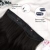 Secret Elegance: REECHO 14-Inch Invisible Wire Hair Extensions in Dark Brown with Copper Highlights - Adjustable, Secure, and Effortless Glamour