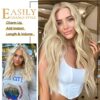 4PCS Blonde Hair Extensions Clip in Hair Extensions Blonde Long Wavy Synthetic Fiber Double Weft Hairpieces for Women Synthetic (24 Inch Gold Blonde)