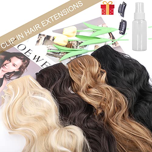 Long Wavy Clip-in Synthetic Hair Extension - Chestnut Brown 4pc Thick Hairpieces for Luxurious and Natural 20-inch Hair Extensions (8/10)