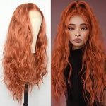 360 Copper Red Natural Wavy Lace Front Wig