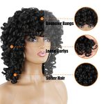 Short Afro Curly Synthetic Hair Wigs - Natural Black, Shoulder Length, Perfect for Daily Wear