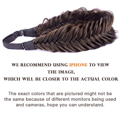DIGUAN Bohemian Beauty: Wide Fishtail 2 Strands Synthetic Hair Braided Headband in Brunette Brown - Elevate Your Style