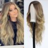 EMMOR Long Ombre Blonde Wavy Wig - Natural and Stylish Lace Front Wig for Everyday Glam