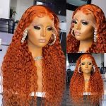 Hair Wear Go Glueless Wigs for beginners Orange Ginger Curly Human Hair Wig Pre Plucked