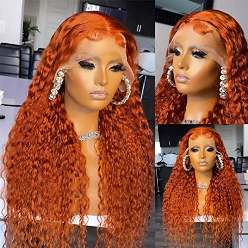 Hair Wear Go Glueless Wigs for beginners Orange Ginger Curly Human Hair Wig Pre Plucked