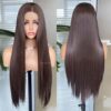 COCOFANS Silky Straight Dark Brown Lace Front Wig - Long Glamour for Women, Versatile Styling with Middle Part, Heat Resistant Natural Hairline Wig