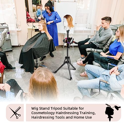 Upgraded Wig Head Stand - Heavy Duty Metal Tripod with Tool Tray for Hairdressing, Cosmetology, and Training