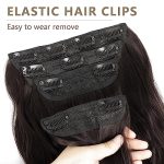 Clip in Long Wavy Synthetic Hair Extension 20 Inch Dark Brown 4PCS Thick Hairpieces Fiber Double Weft Hair for Women