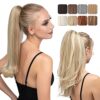 youngways 18 Inch Clip-in Ponytail Extension - Versatile Synthetic Hairpiece for Long Straight or Curly Tails in Stunning Dirty Blonde