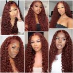 26-Inch Reddish Brown Water Wave Wig - Pre Plucked, Transparent Lace, Wear and Go Human Hair Wig