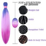 Hair for Braiding 26Inch Ombre Braiding Hair 6 Packs/Lot Purple Braiding Hair High Temperature Synthetic Fiber Colored Hair Extensions(Blue/light purple/purple)