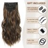 Luxurious Balayage Blend: Fliace Dark Brown Clip-in Hair Extensions (20inch, 6pcs, Dark Roasted Coffee & Caramel Brown) 🌟
