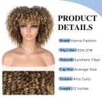 Hanne Fashion Afro Curly Wig - Short Kinky Curly Wig for Effortless Style, Ombre Blonde Glamour