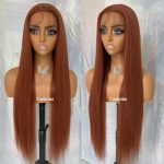 Ginger 30-Inch Straight Lace Front Wig for Black Women - Synthetic Halloween Wig with Pre-Plucked Hairline and Baby Hair 🔥