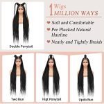 Lexqui 36 Inch HD Lace Front Braided Wig - Effortless Changeable Box Braids for Stunning Styles