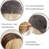 QMSSR Synthetic Lace Front Wig: Brown Long Straight Hair with Blonde Brown Mix