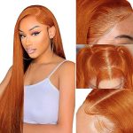 Ginger Orange Lace Front Wigs - 24 Inch Colored Straight Human Hair Wig, Pre-Plucked and HD Frontal for a Natural Look