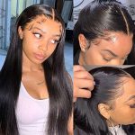 Brazilian Virgin Remy Human Hair 4x4 Lace Front Wig - Straight, Natural Color, Pre Plucked with Baby Hair, 22 Inch