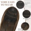 22-Inch Balayage Chocolate Brown Highlights Drawstring Wavy Ponytail Extensions