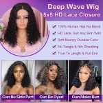 Omswet 5x5 HD Lace Closure Wig - Deep Wave BOB Human Hair for Effortless Elegance