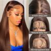 OKU 13x4 Brown Lace Front Wigs - Achieve Effortless Glamour with 32 Inch Long Straight Wigs, Free Parting and HD Transparent Lace for Women and Girls