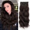 Chocolate Brown 20-Inch Double Weft Clip-In Hair Extensions - 4PCS Thick Hairpieces